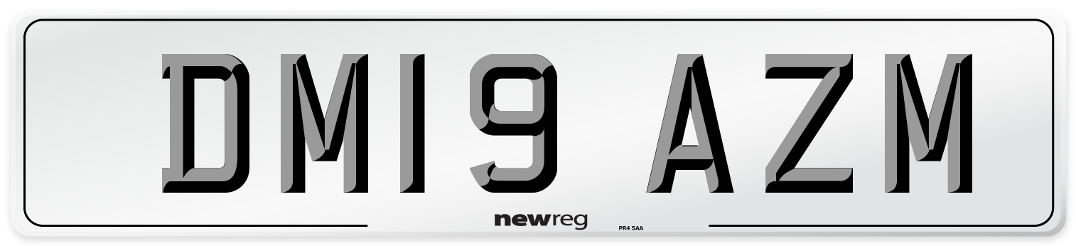 DM19 AZM Number Plate from New Reg